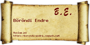 Böröndi Endre névjegykártya